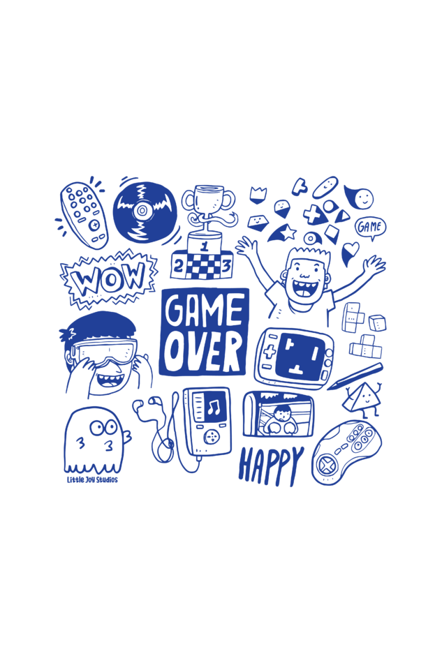 Game Over Doodle Tote with Zipper