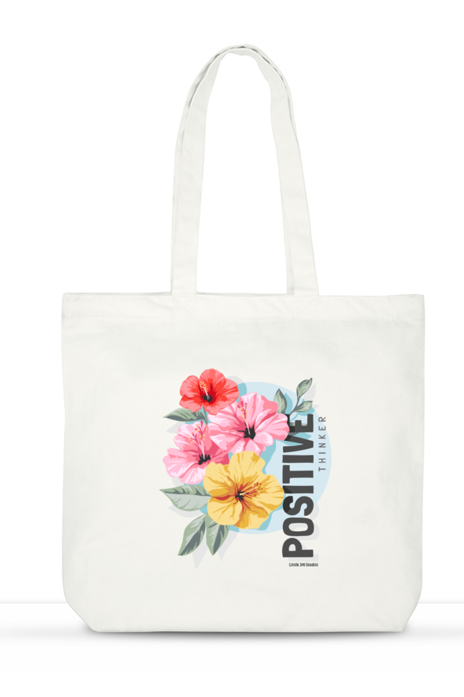 Positive Thinking Artistic Tote Bag | Large Size with Inside Compartments