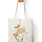 Floral Art Tote Bag with Zipper