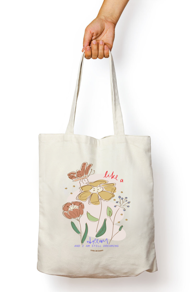 Floral Art Tote Bag with Zipper