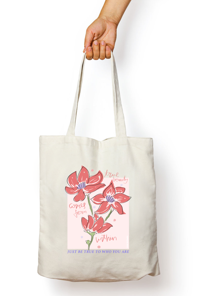 Just Be True - Artistic Tote Bag with Zipper