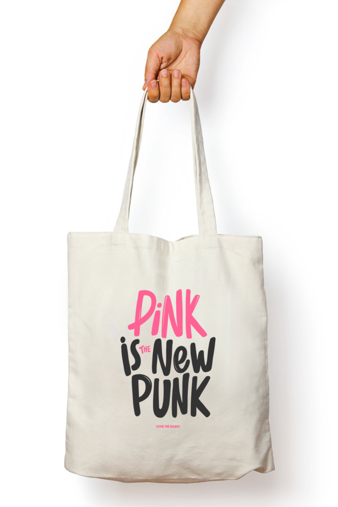 PINK IS THE NEW PUNK | Cool Typographic Tote Bag