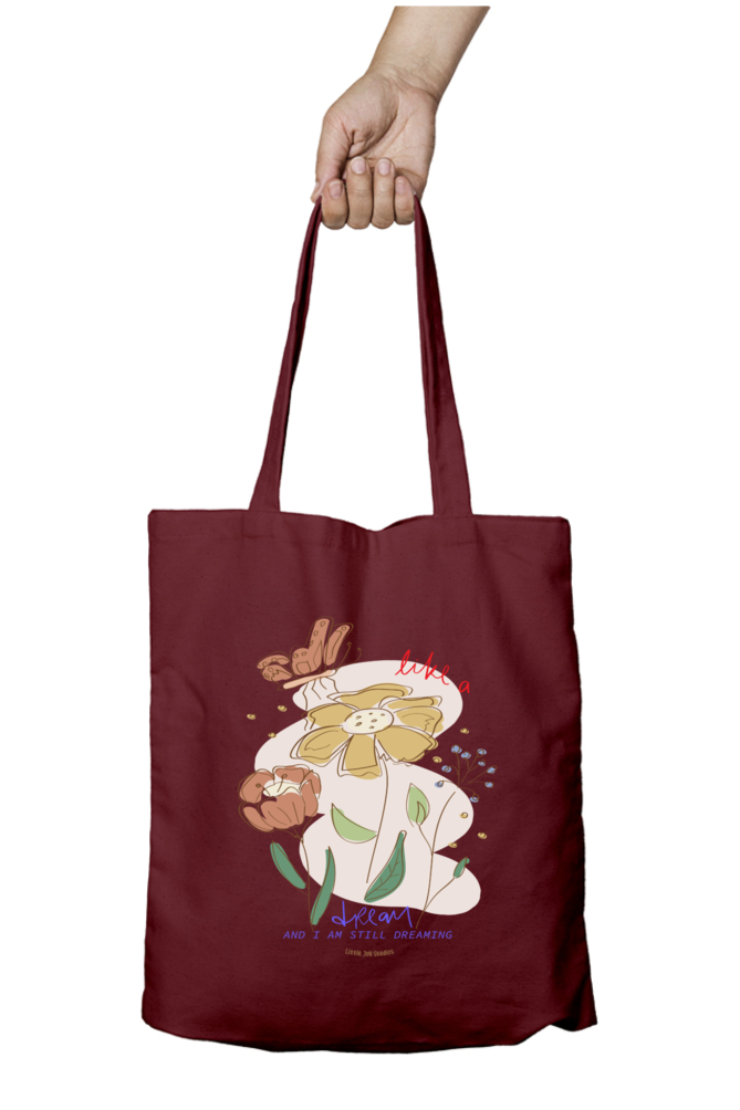 Floral Art Tote Bag with Zipper