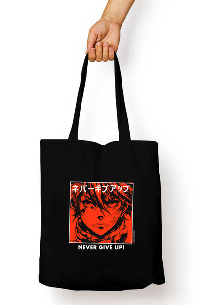 NEVER GIVE UP | Artistic Tote with Zipper