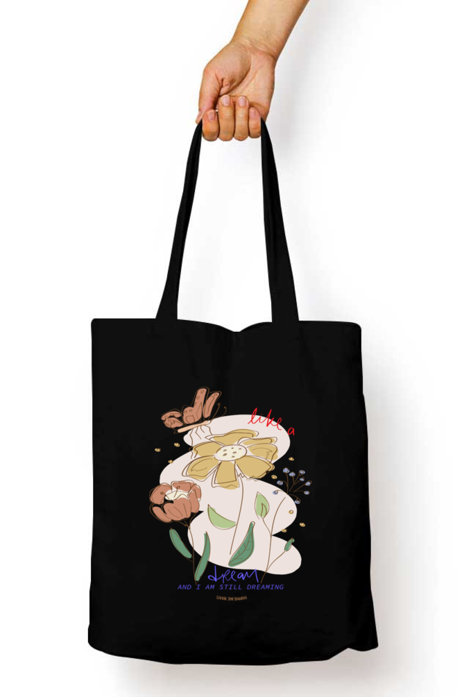 Floral Art Tote Bag with Zipper