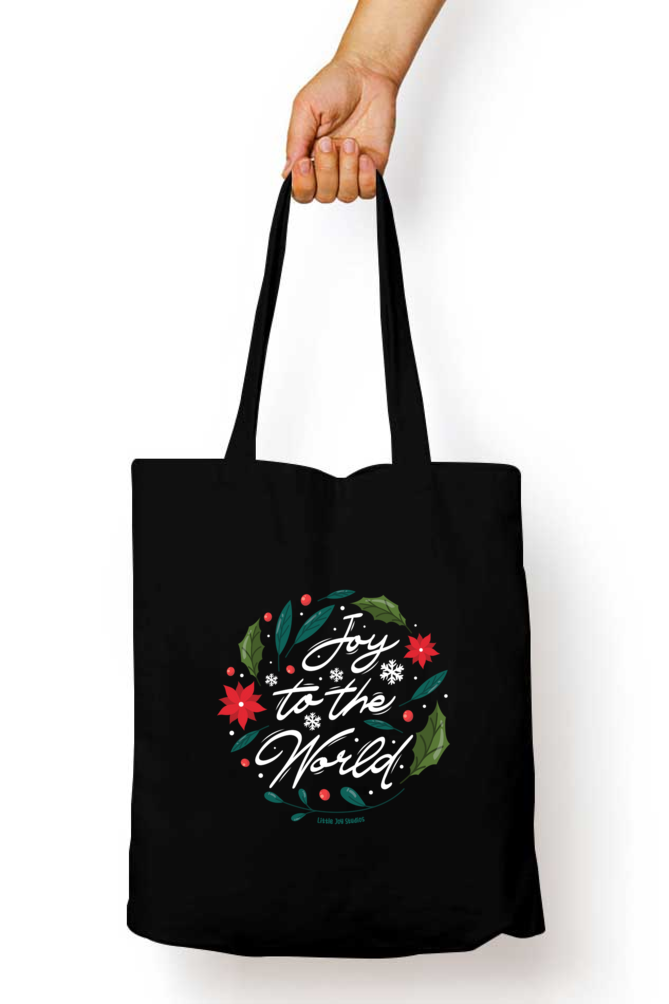 Joy to the World - Artistic Typography Tote with Zipper