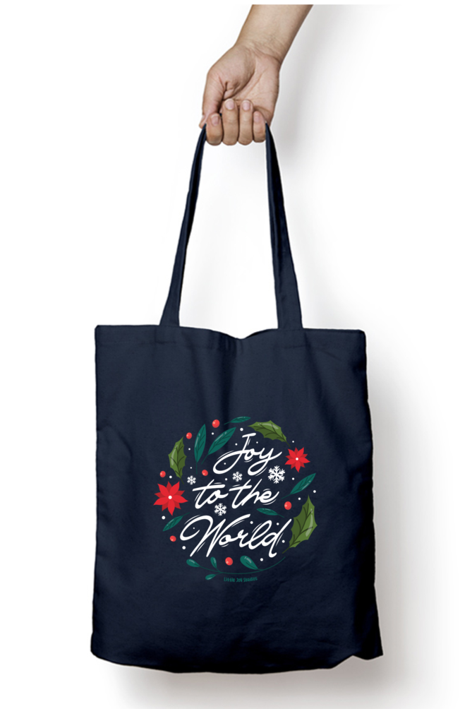 Joy to the World - Artistic Typography Tote with Zipper