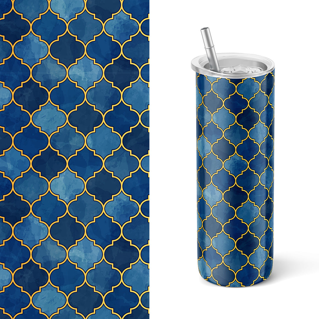 Zellige | Moroccan Mosaic Art fusion with Mughal Patterns Art | Tumbler | 600ml