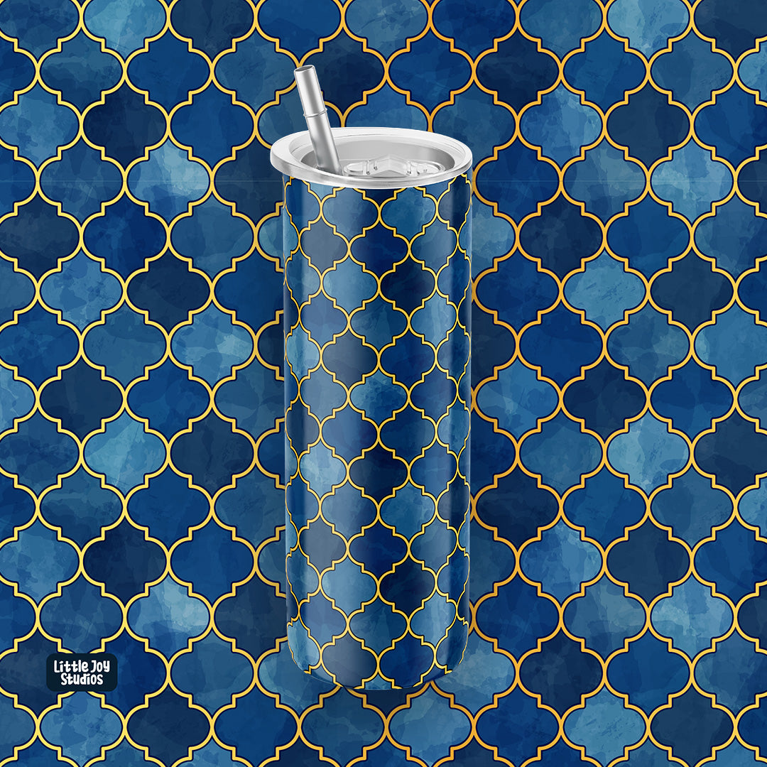 Zellige | Moroccan Mosaic Art fusion with Mughal Patterns Art | Tumbler | 600ml