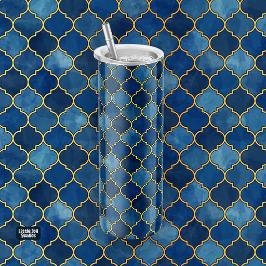 Zellige | Moroccan Mosaic Art fusion with Mughal Patterns Art | Tumbler | 600ml