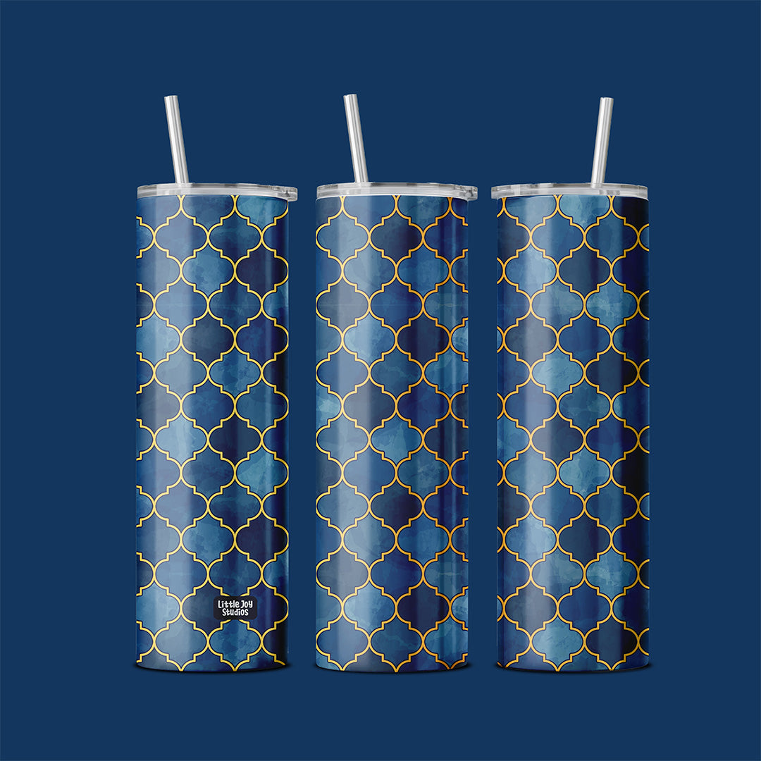 Zellige | Moroccan Mosaic Art fusion with Mughal Patterns Art | Tumbler | 600ml