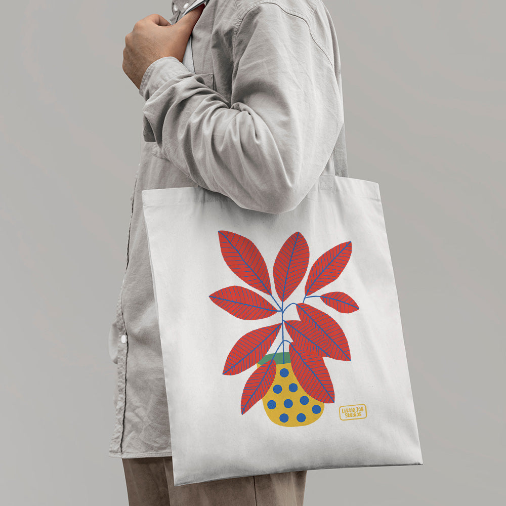 Floral Art  - Coloured Tote Bag with Zipper