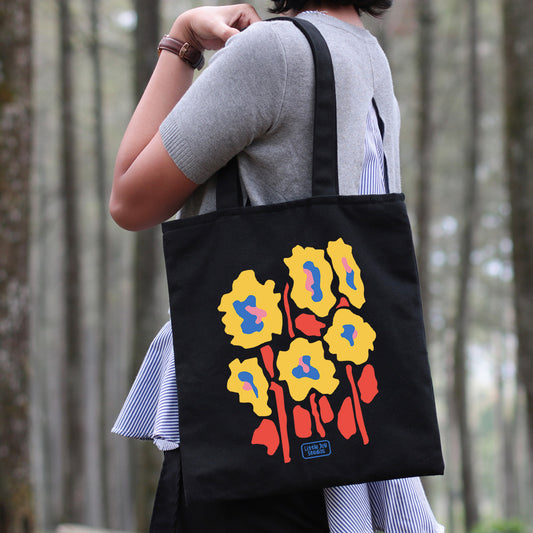 Floral Design Tote Bag with Zipper