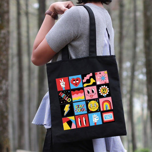 Stay Cool - Typography Tote Bag with Zipper