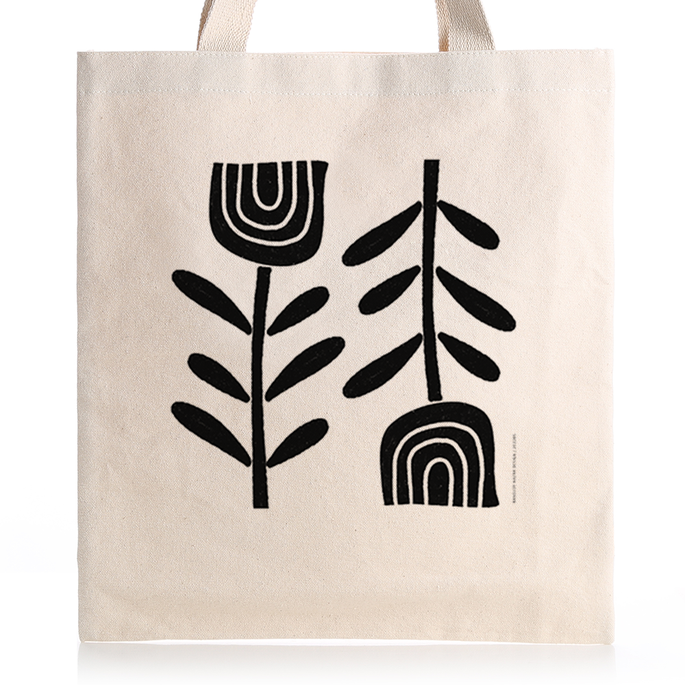 Abstract Flower Black & White Tote Bag