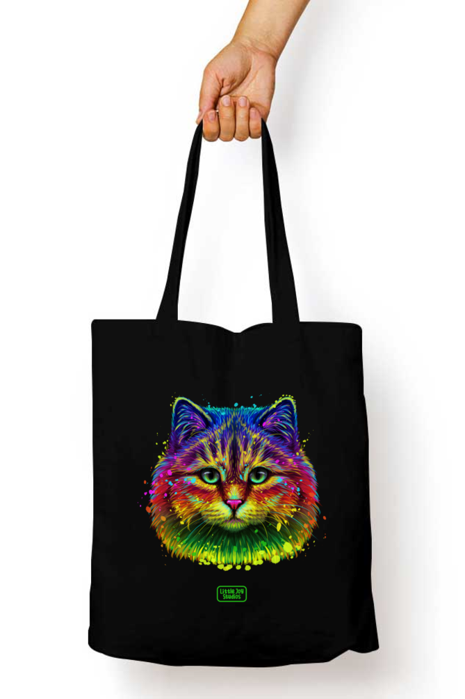 Cool Cat Face - Tote Bag with Zipper