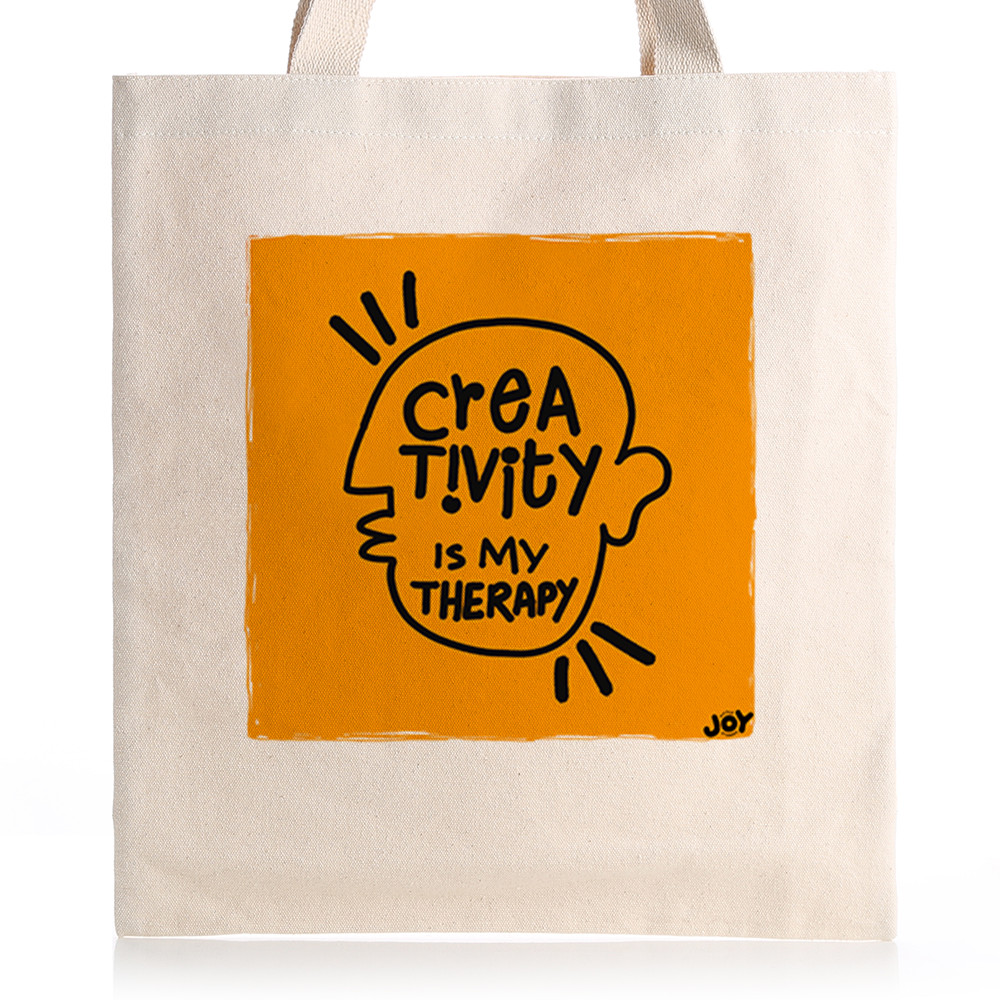 Creativity is my therapy - Typographic Coloured Doodle Art Tote Bag