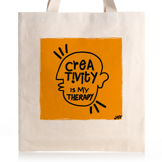 Creativity is my therapy - Typographic Coloured Doodle Art Tote Bag