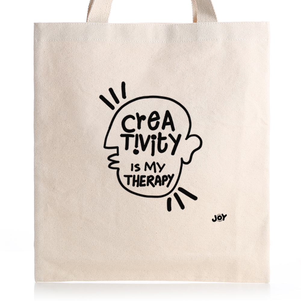 Creativity is my therapy - Typographic B/W Doodle Art Tote Bag