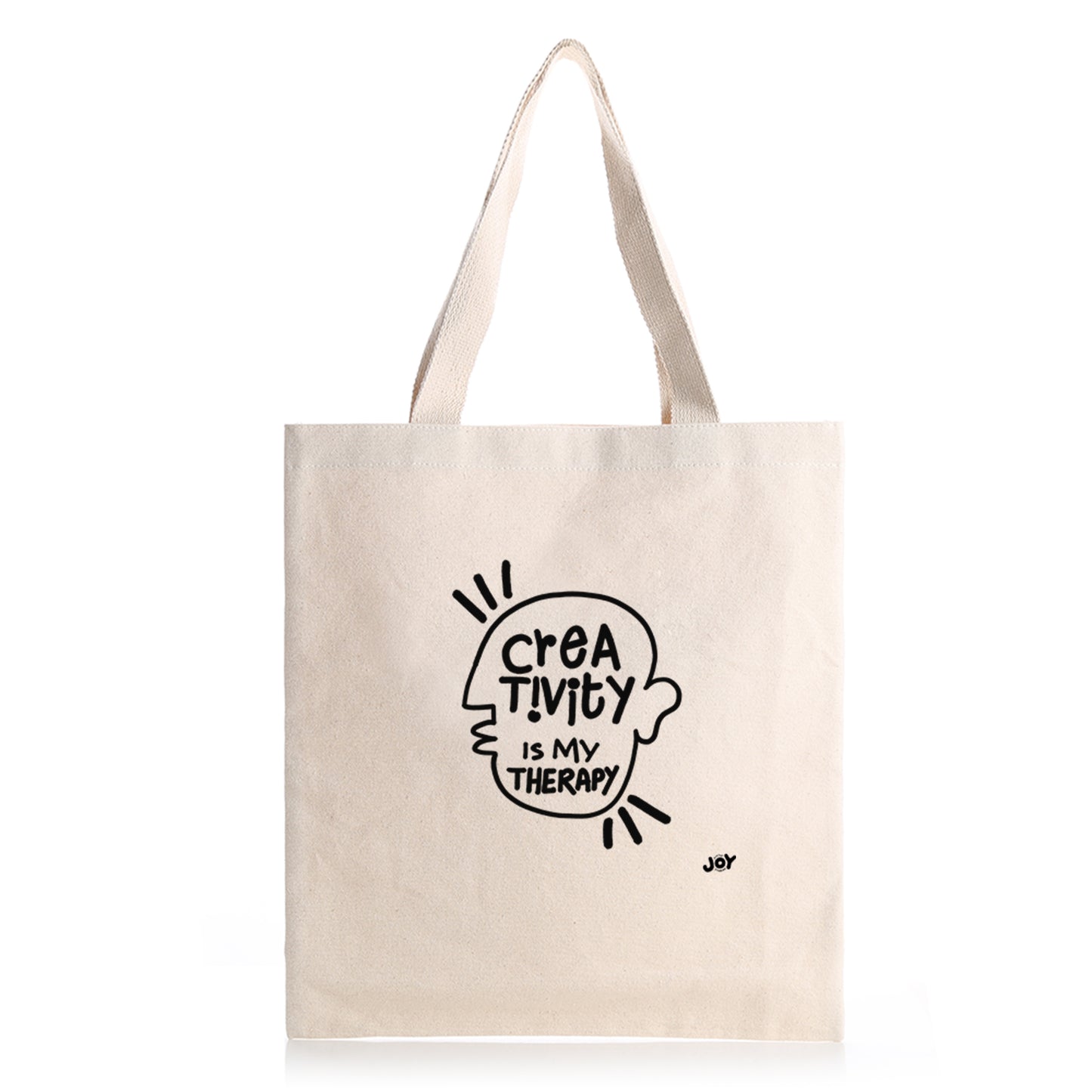 Creativity is my therapy - Typographic B/W Doodle Art Tote Bag