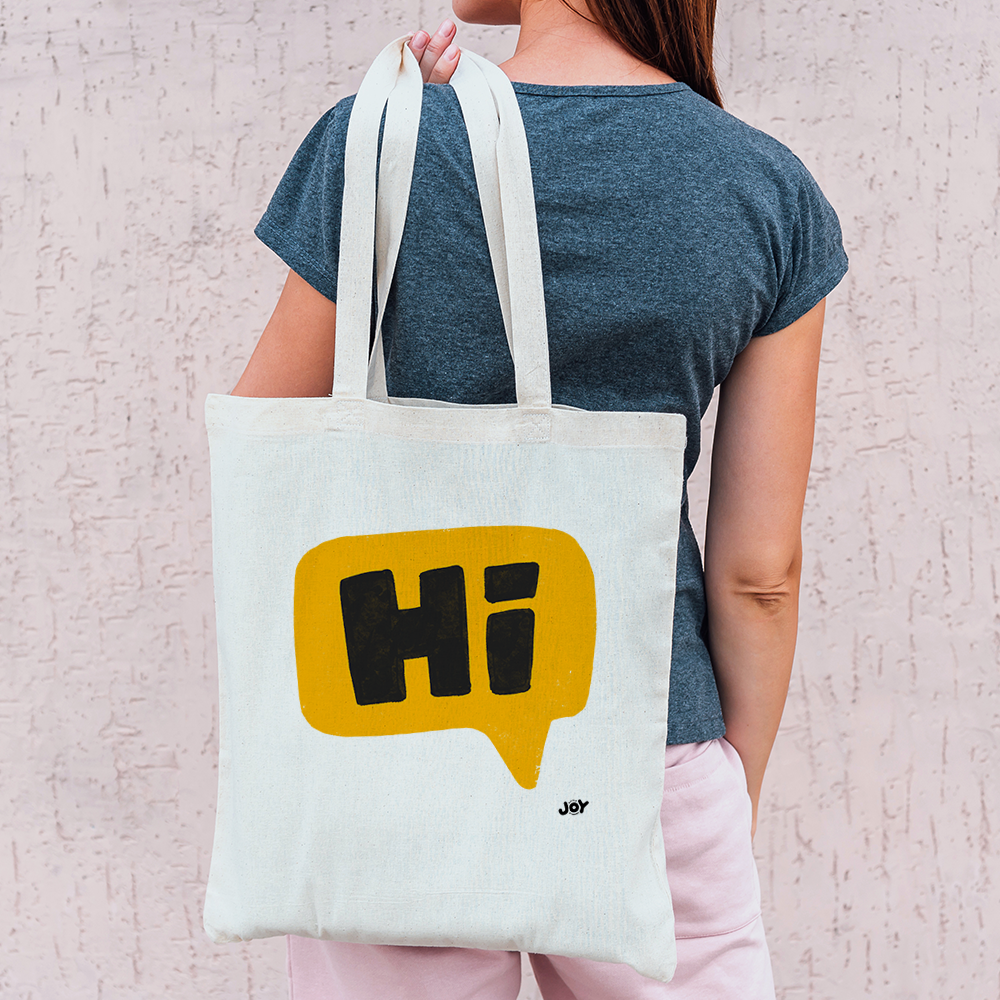 Hi - Typography Art Tote Bag